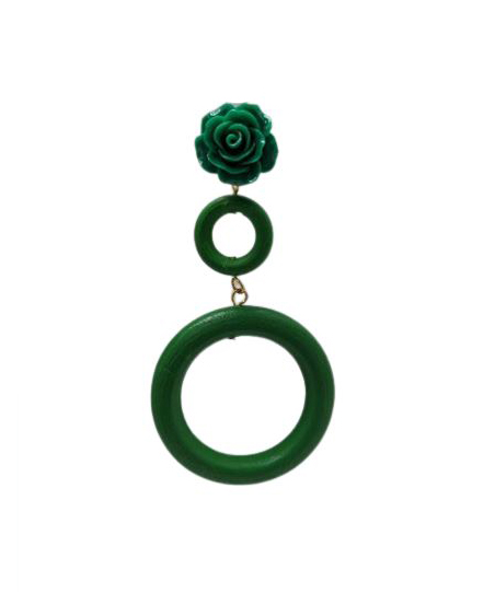 Double Hoop Flamenco Earrings for Women. Green